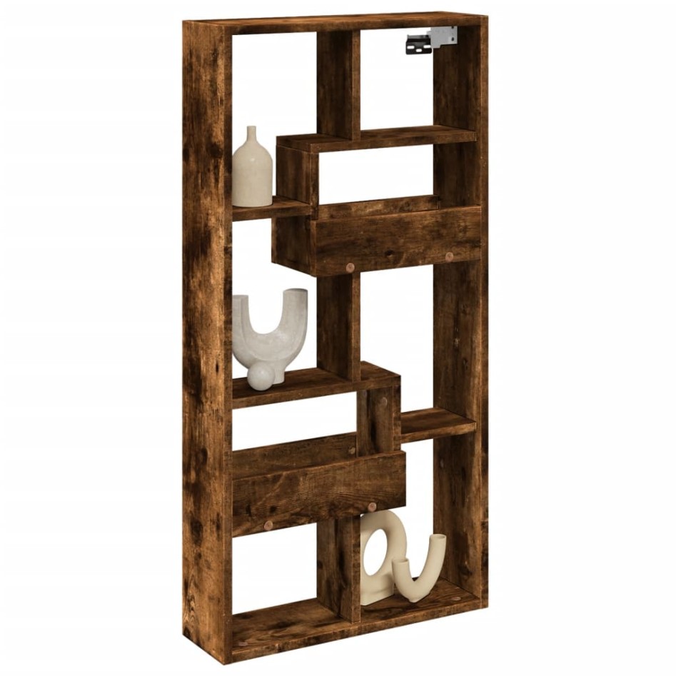 Armario de pared madera ingeniería roble ahumado 50x15x100