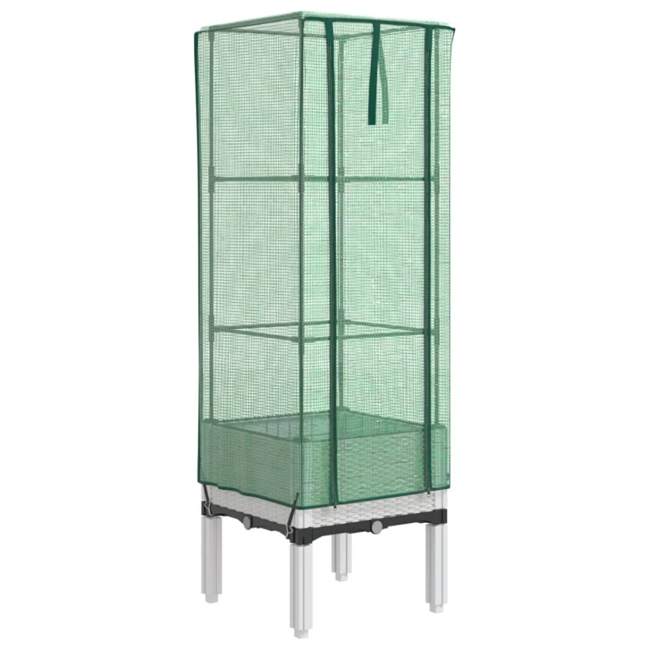 Arriate con cubierta invernadero aspecto ratán 40x40x140