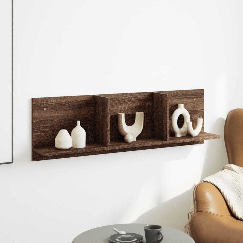 Mueble de pared madera ingeniería marrón roble 100x16,5x30