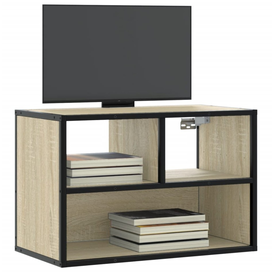 Mueble TV madera ingeniería y metal roble Sonoma 60x31x39,5