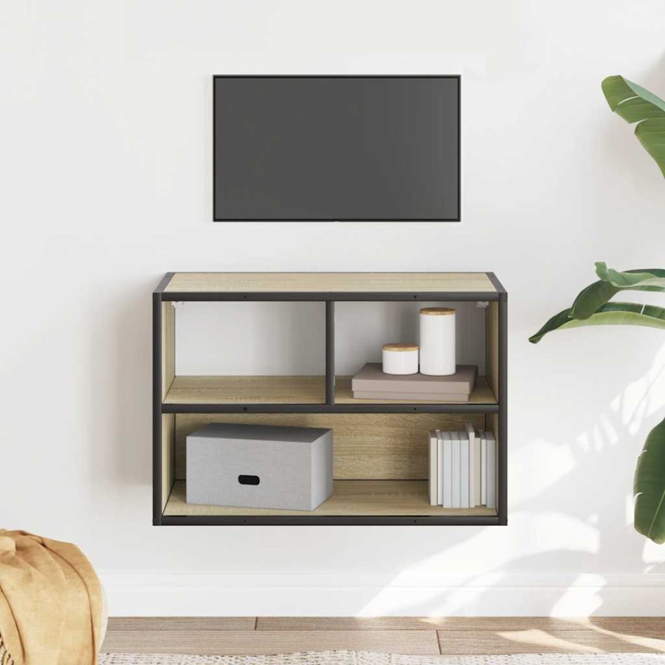 Mueble TV madera ingeniería y metal roble Sonoma 60x31x39,5