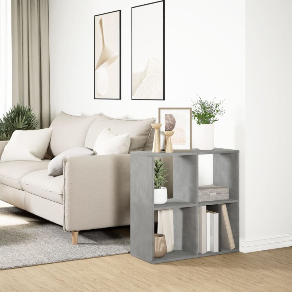 Librería divisora madera gris hormigón 69,5x29x69,5