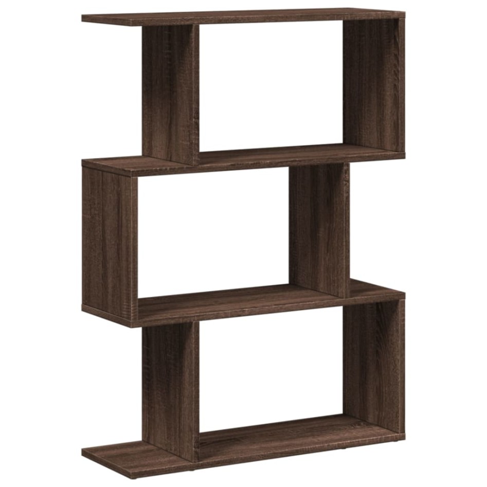 Librería divisora 3 niveles madera marrón roble 70x24x97