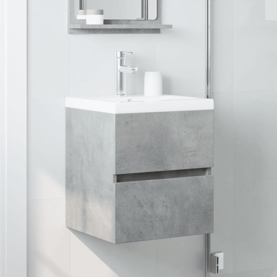 Armario de lavabo madera ingeniería gris hormigón 41x38,5x45