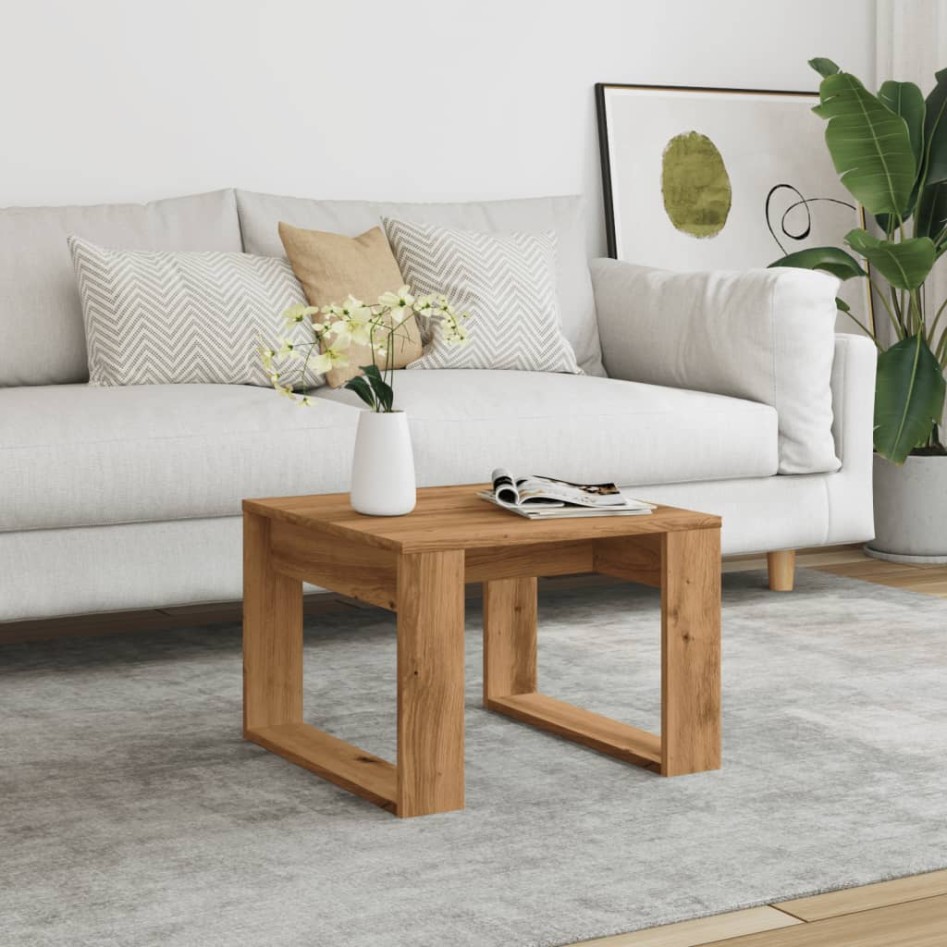 Mesa auxiliar de madera de ingeniería roble artisan 50x50x35