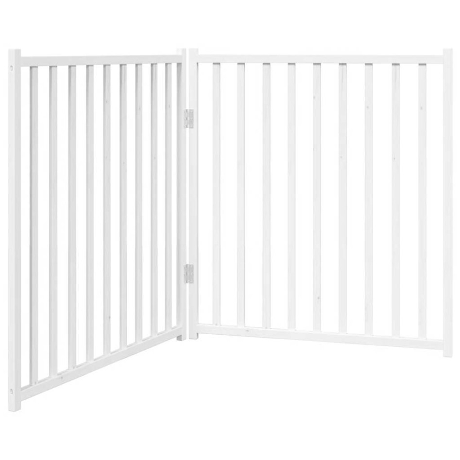 Puerta de perros plegable 2 paneles madera abeto blanco 160