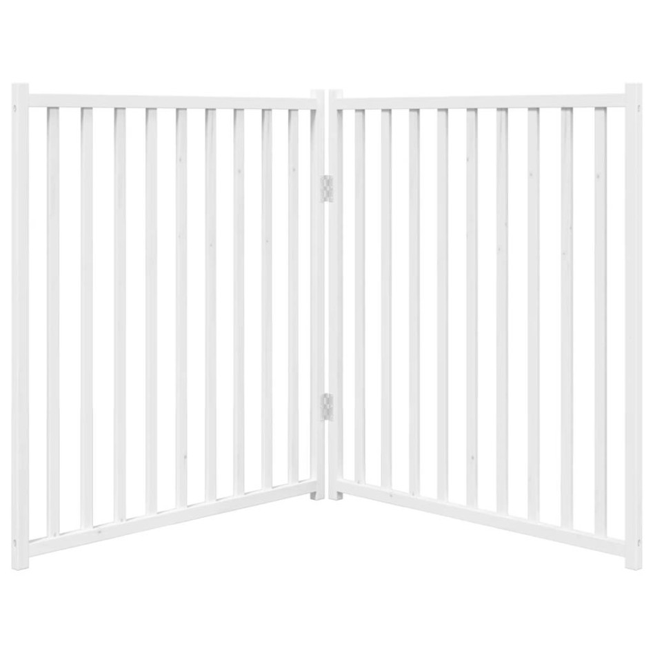 Puerta de perros plegable 2 paneles madera abeto blanco 160