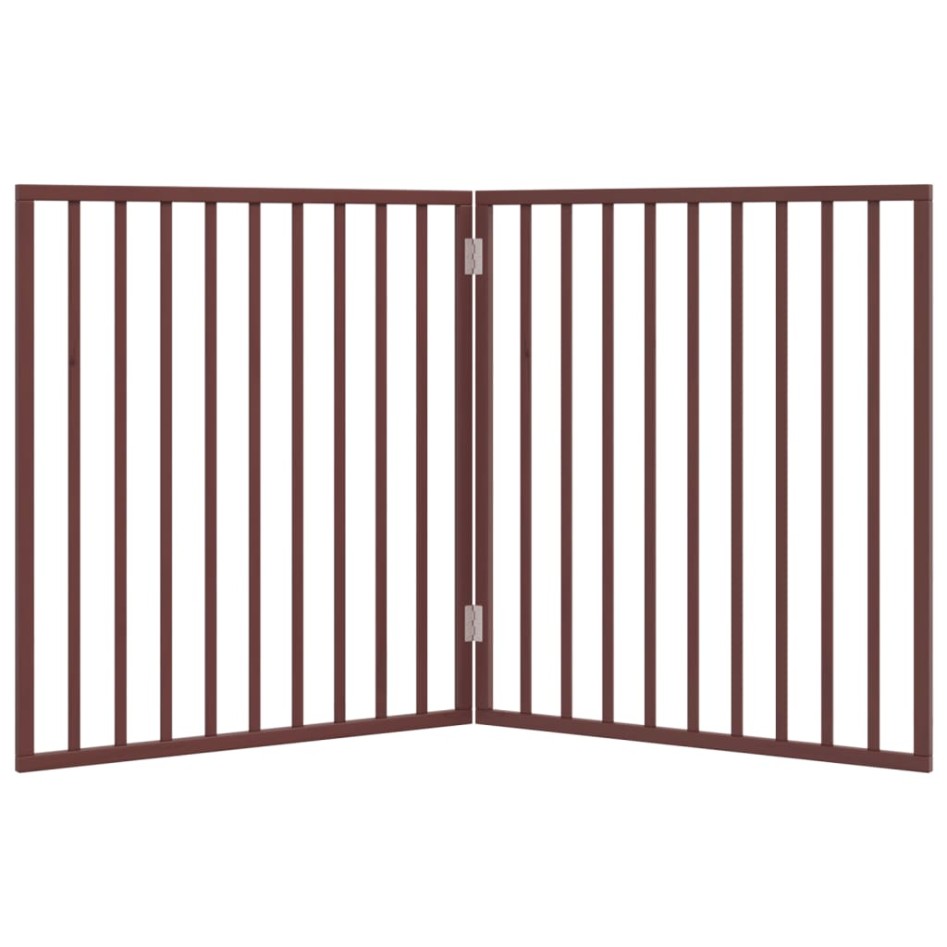 Puerta para perros plegable 2 paneles madera álamo marrón