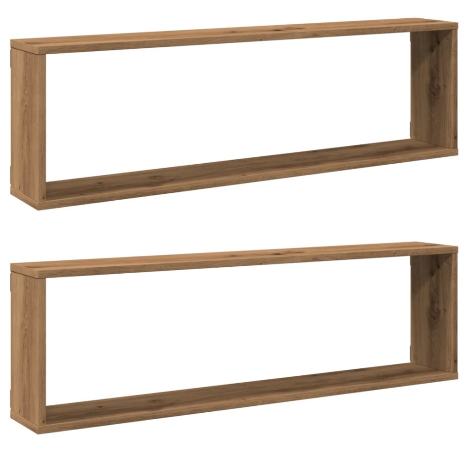 Estantes cubo de pared 2 uds madera roble artisan 100x15x30