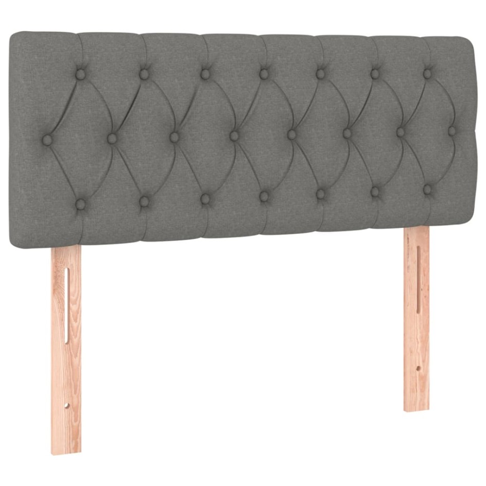 Cama box spring colchón y luces LED tela gris oscuro 90x200