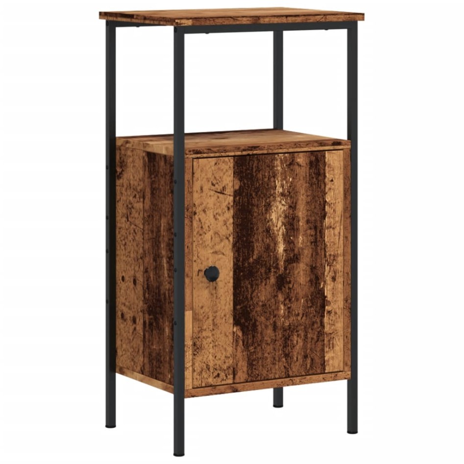 Mesita de noche madera ingeniería madera envejecida 41x31x80