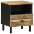Mesita de noche madera maciza de mango rugosa negro 40x33x46