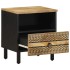Mesita de noche madera maciza de mango rugosa negro 40x33x46