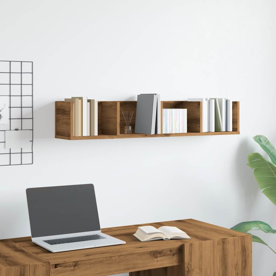 Estante pared CD madera ingeniería roble artisan 100x18x18