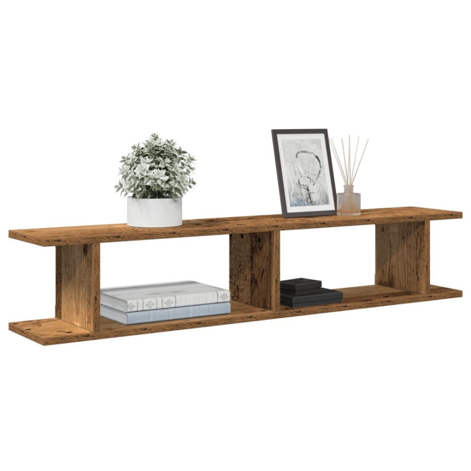 Estantes pared 2 uds madera ingeniería envejecida 105x18x20