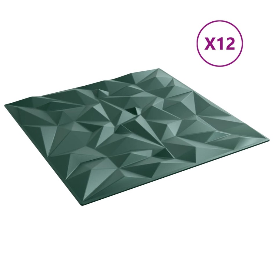 Paneles de pared 12 uds XPS amatista verde 50x50 cm 3