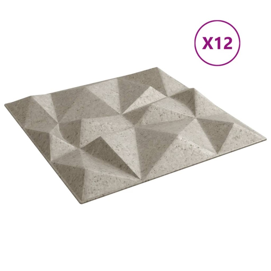 Paneles de pared 12 uds XPS diamante Beton 50x50 cm 3