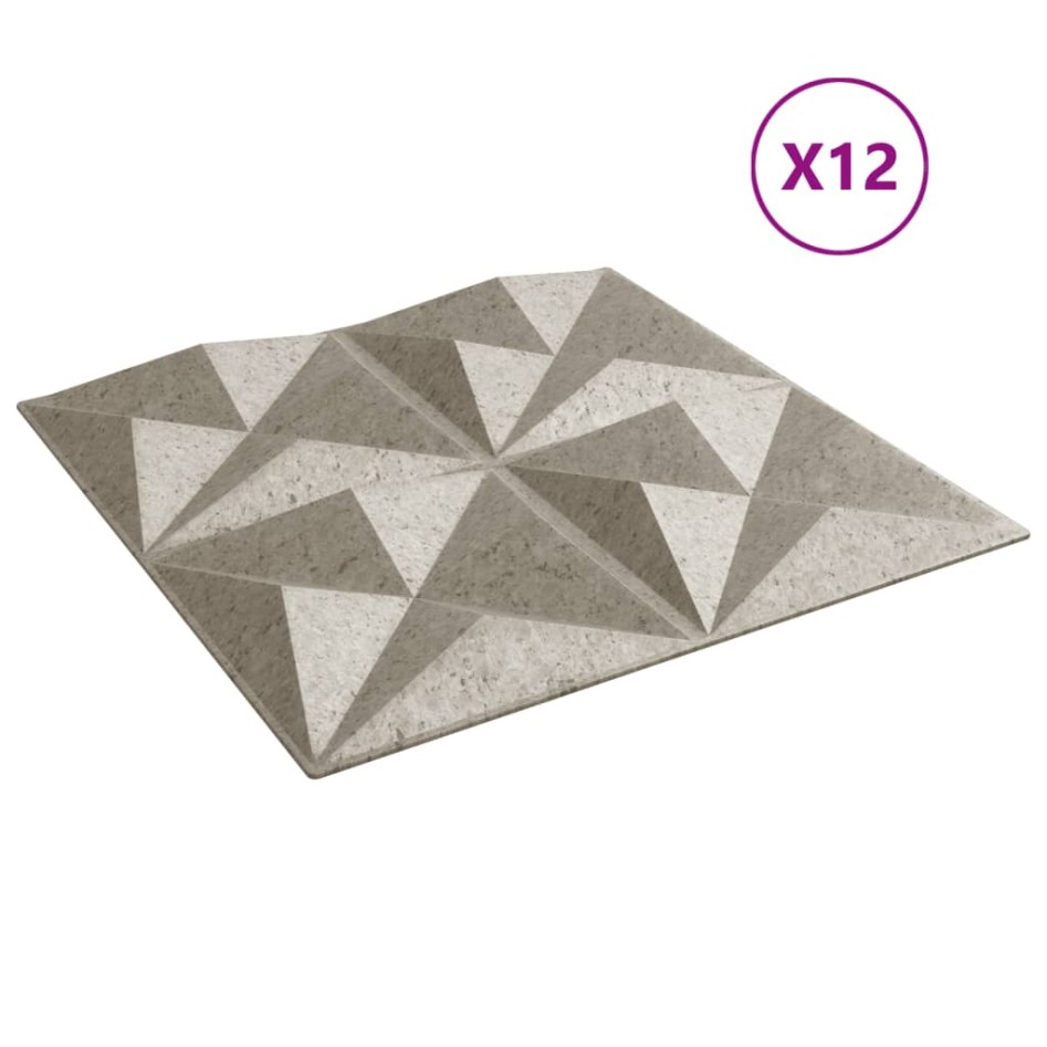 Paneles de pared 12 uds XPS origami Beton 50x50 cm 3