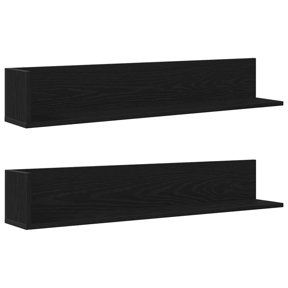 Estantes de pared 2 uds madera ingeniería negro