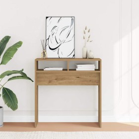 Mesa consola madera de ingeniería roble artesanal 78x30x80