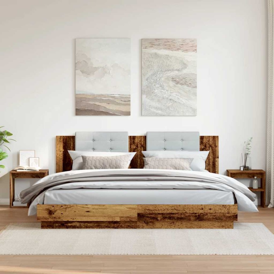 Mesitas de noche 2 uds madera ingeniería envejecida 40x30x40