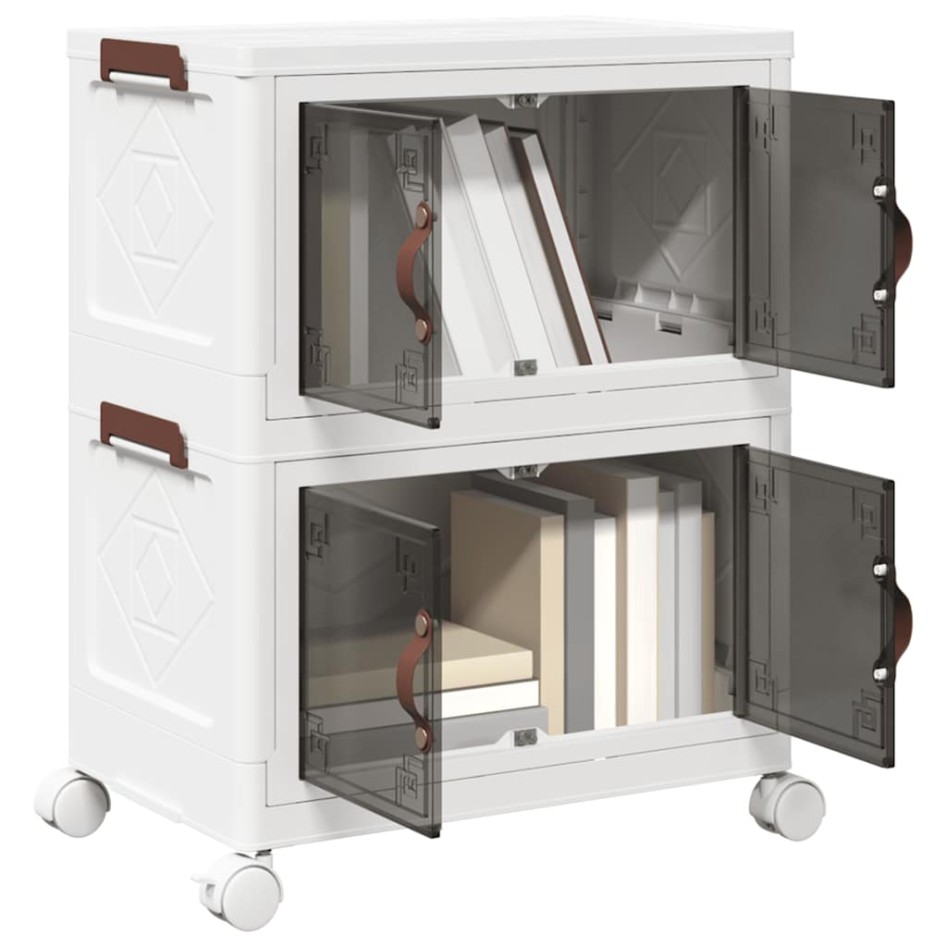 Caja de almacenamiento apilable con ruedas 2 niveles 28