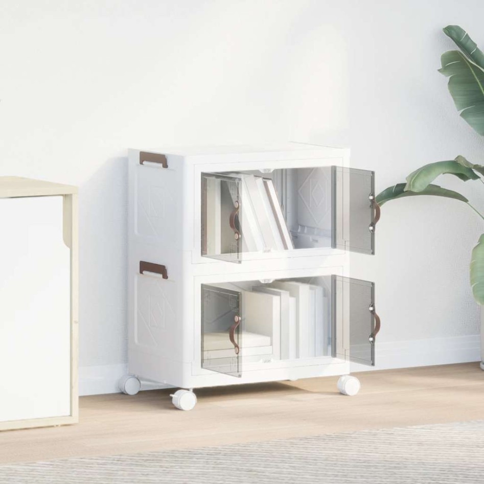 Caja de almacenamiento apilable con ruedas 2 niveles 28