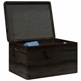 Caja de madera con tapa y asas madera maciza pino 40x30x23