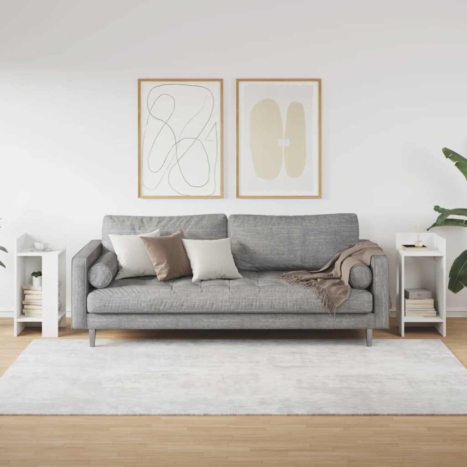 Mesas auxiliares 2 uds con estante blanco 25,5x27x60