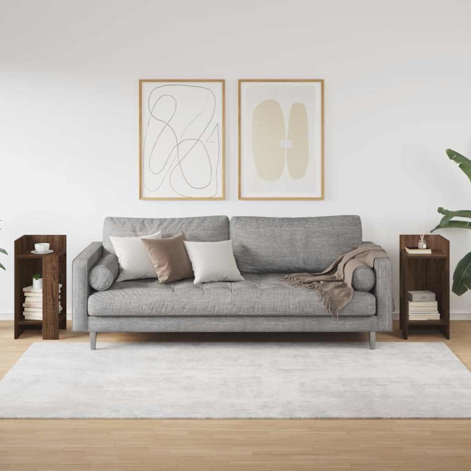 Mesas auxiliares 2 uds con estante marrón roble 25,5x27x60