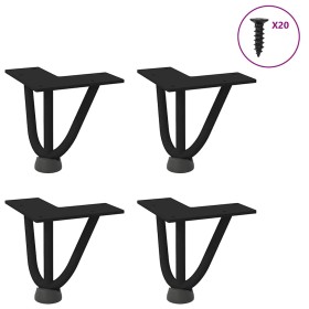 Patas de mesa tipo horquilla 4 unidades acero macizo negro