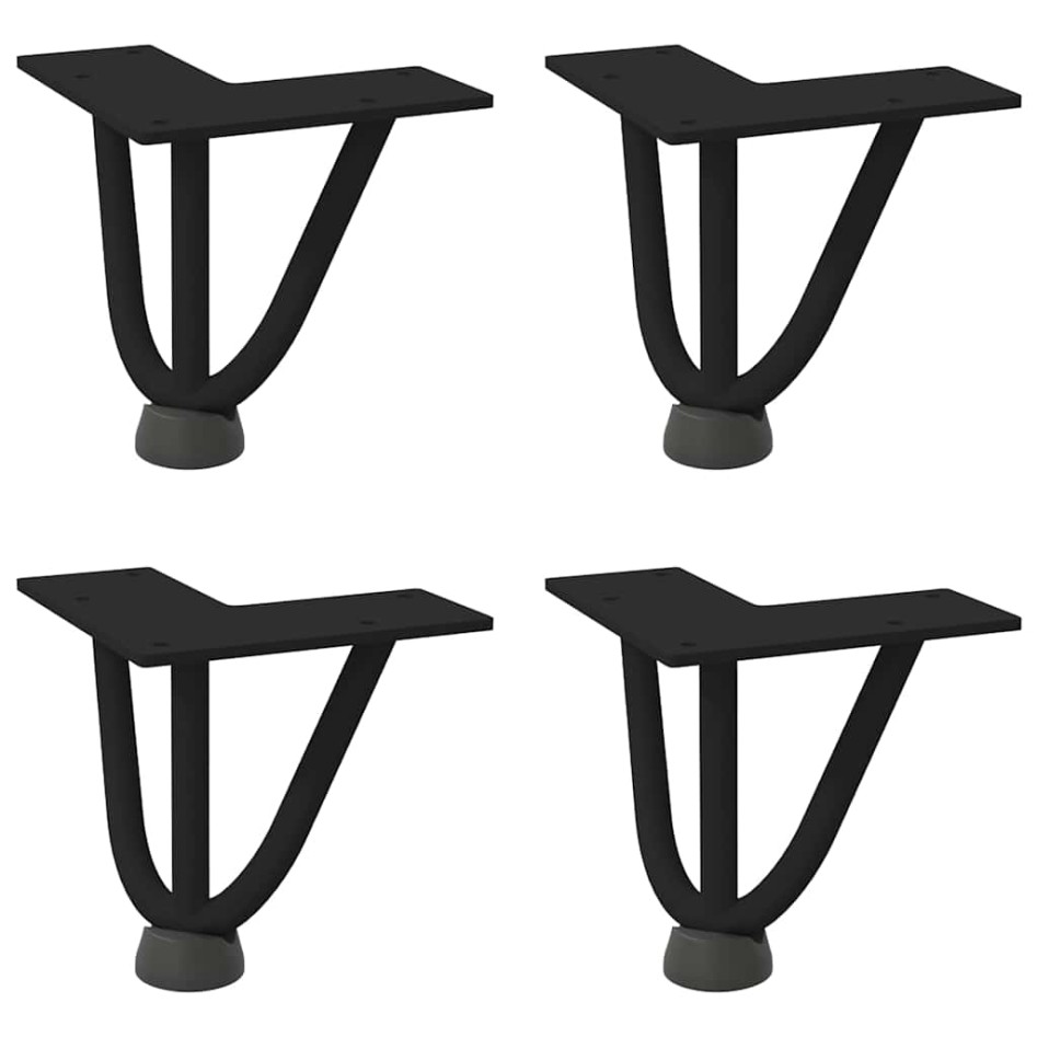 Patas de mesa tipo horquilla 4 unidades acero macizo negro