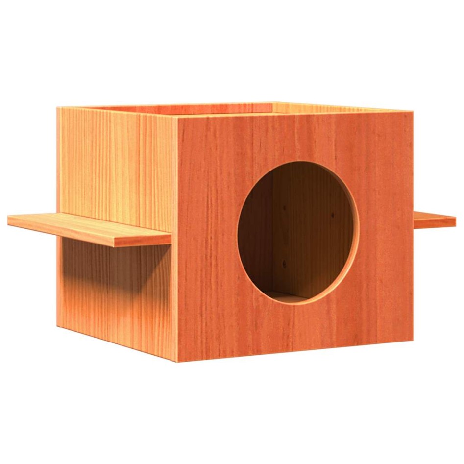 Casa para gatos cera marrón 51x35x30 cm madera maciza
