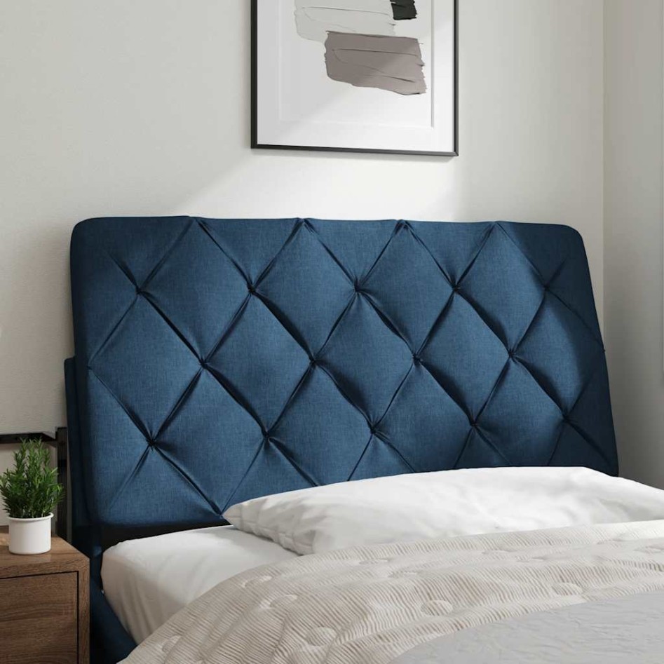 Cabecero de cama acolchado tela azul 100