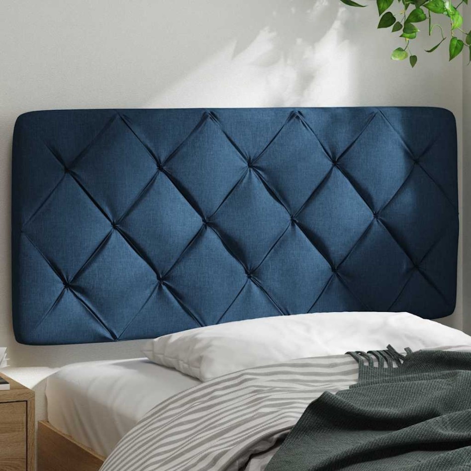 Cabecero de cama acolchado tela azul 100