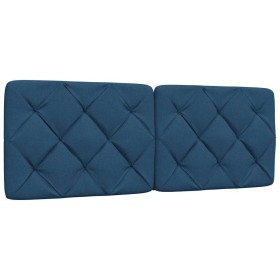 Cabecero de cama acolchado tela azul 120