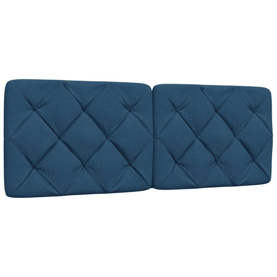 Cabecero de cama acolchado tela azul 120