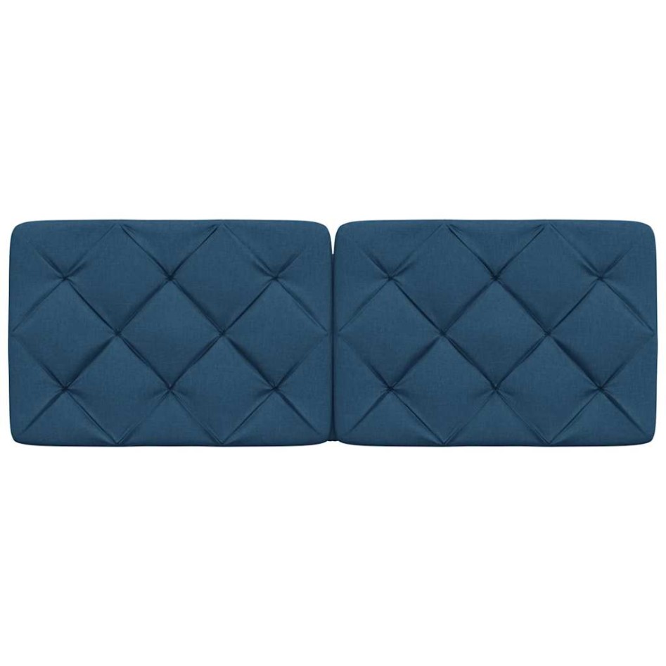 Cabecero de cama acolchado tela azul 120