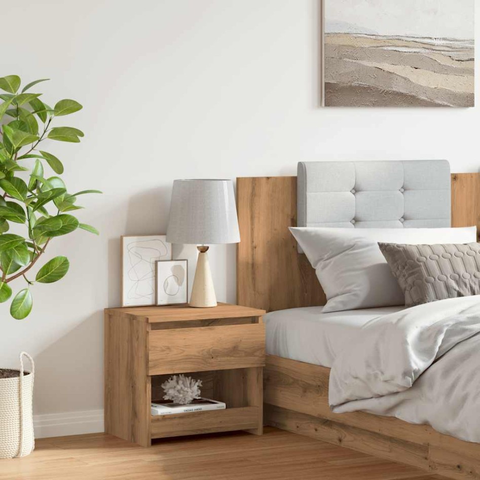 Mesita de noche madera de ingeniería roble artisian 40x30x39