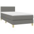 Cama box spring con colchón y LED tela gris oscuro 80x200