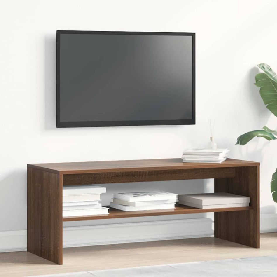 Mueble de TV madera contrachapada roble marrón 100x40x40