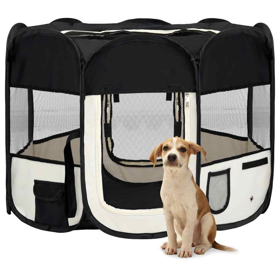 Parque de perros plegable bolsa de transporte negro 90x90x58