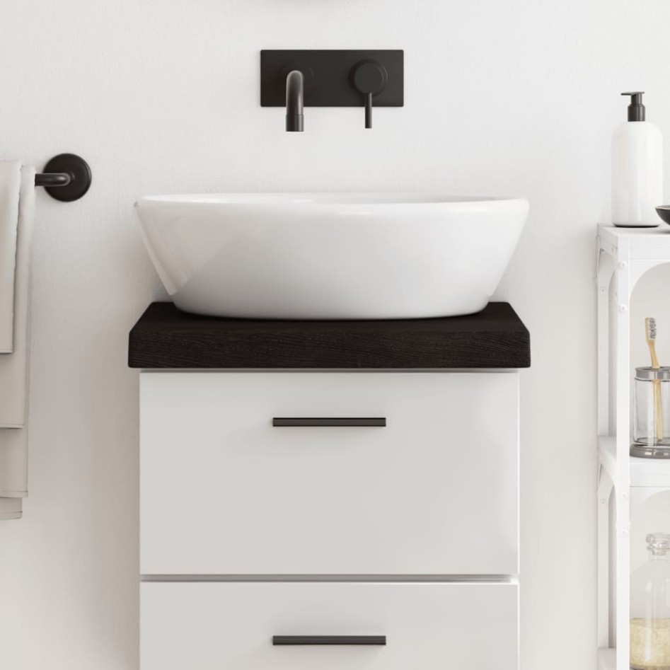 Encimera baño madera maciza tratada marrón oscuro