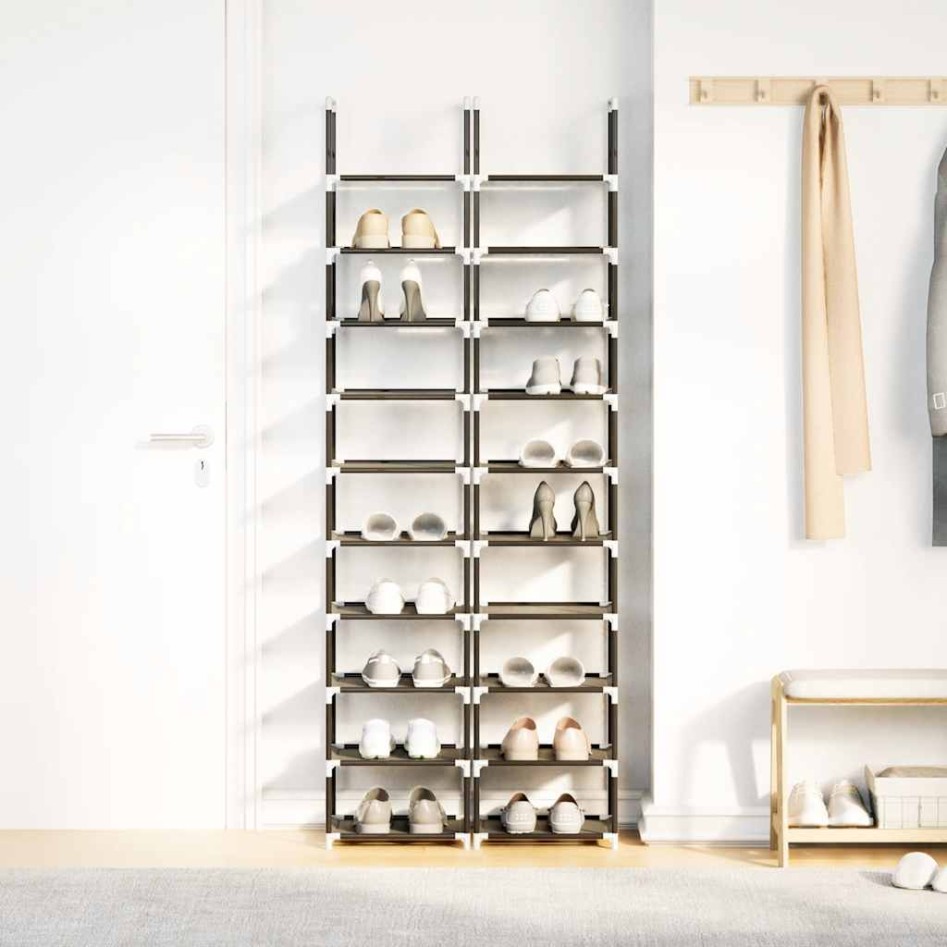 Zapateros 2 uds 10 niveles negro 33x33x174 cm tejido no