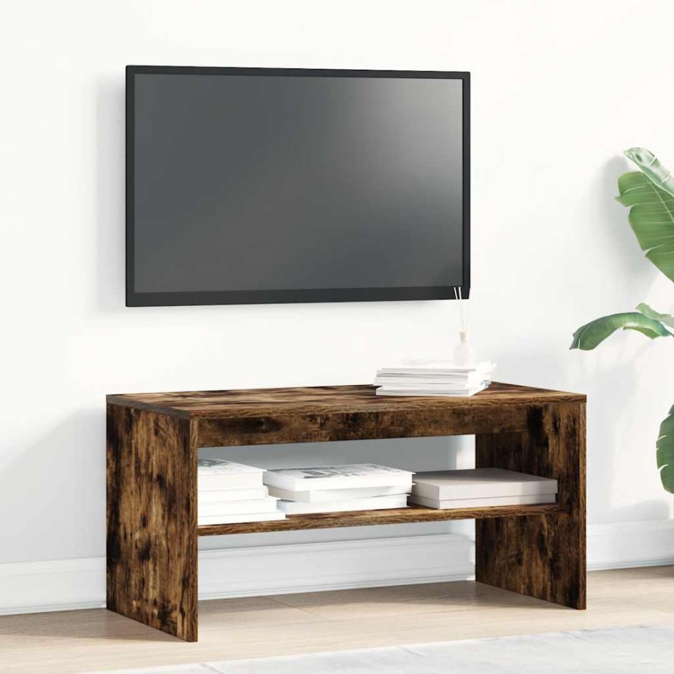 Mueble de TV madera de ingeniería roble ahumado 80x40x40