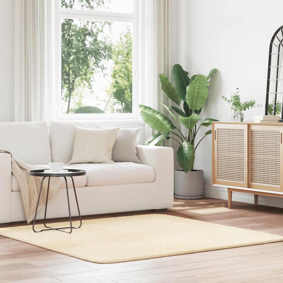 Alfombra peluda de pelo largo NAVARRA crema 160x160cm