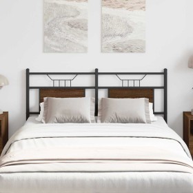 Cabecero de madera de ingeniería y acero marrón roble 140