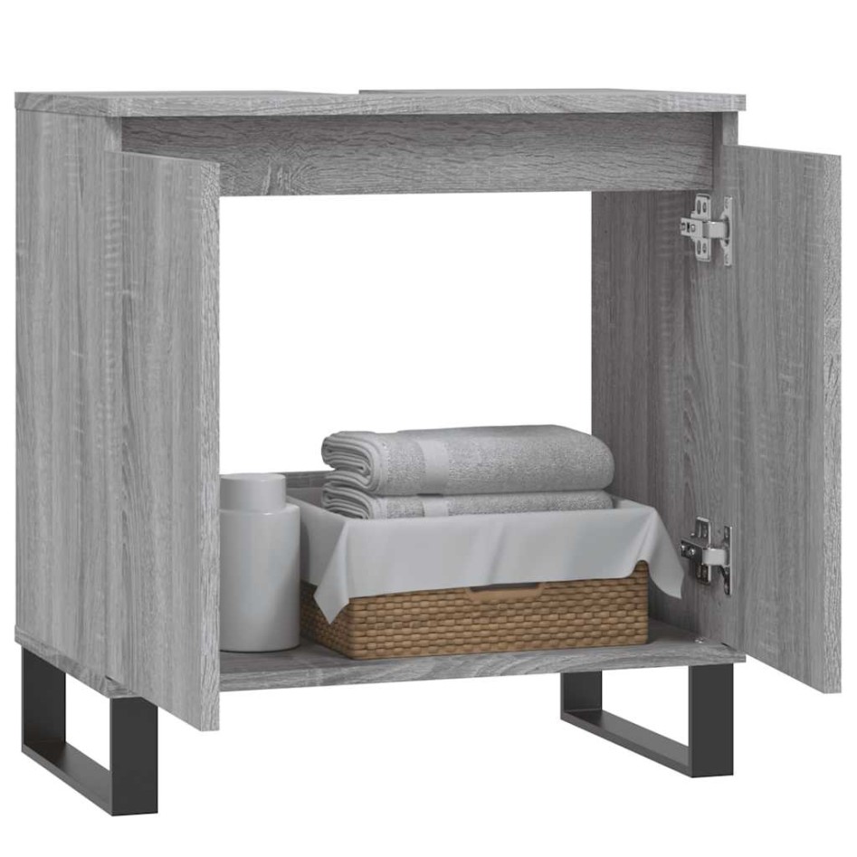 Armario de baño madera de ingeniería gris Sonoma 58x33x60