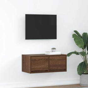 Mueble de TV madera contrachapada roble marrón 60x31x25,5