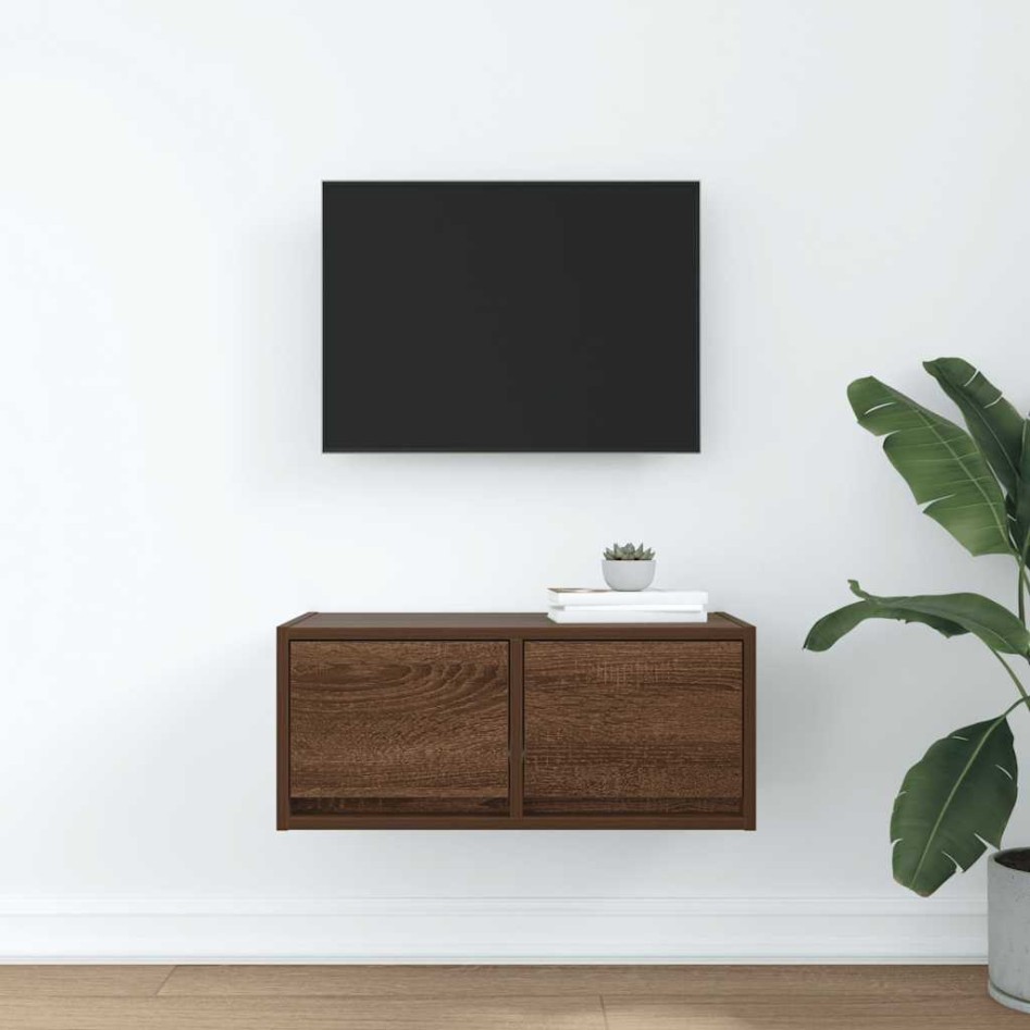 Mueble de TV madera contrachapada roble marrón 60x31x25,5